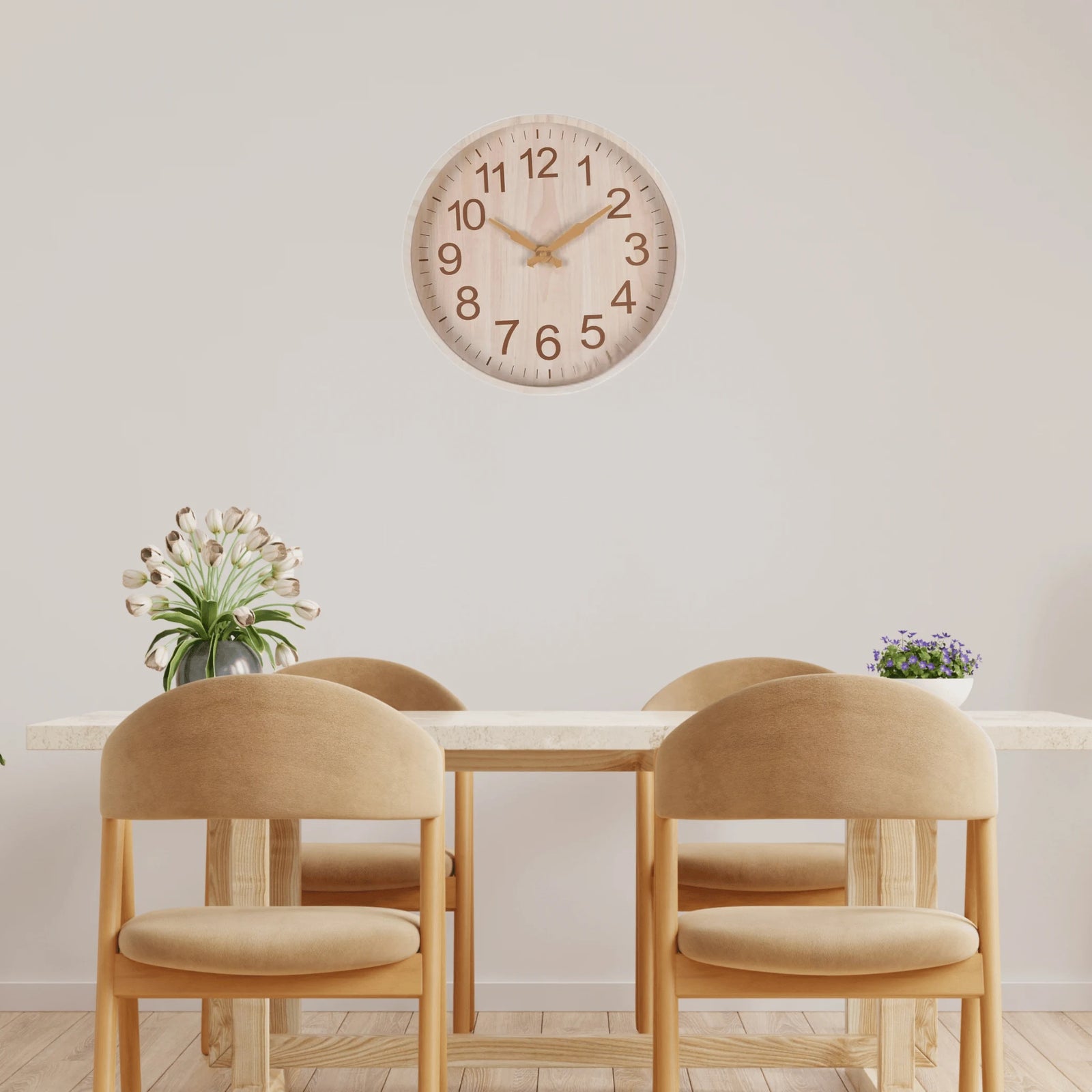Horloge Murale en Bois Scandinave Marron Clair