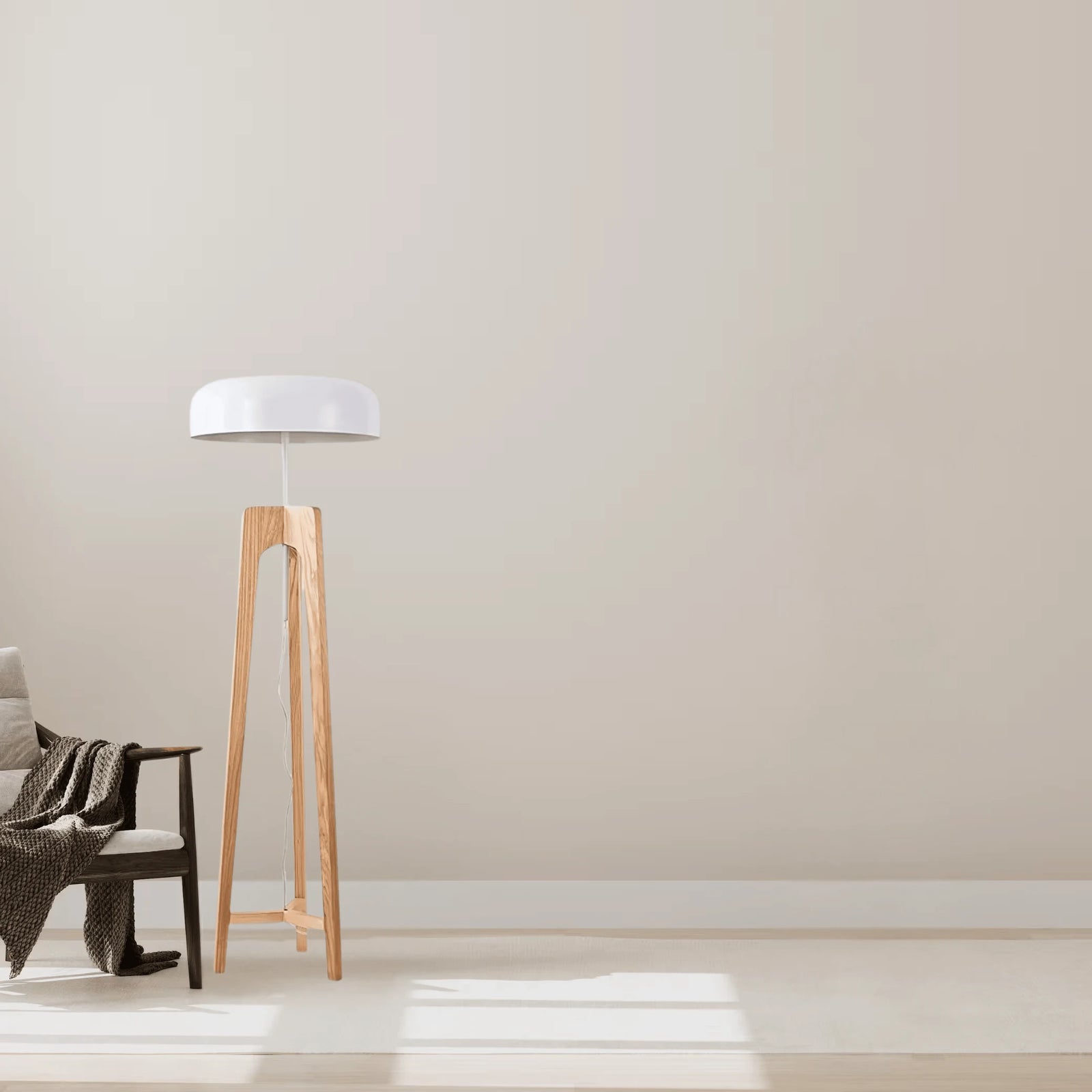 Lampadaire en Bois Scandinave Blanc