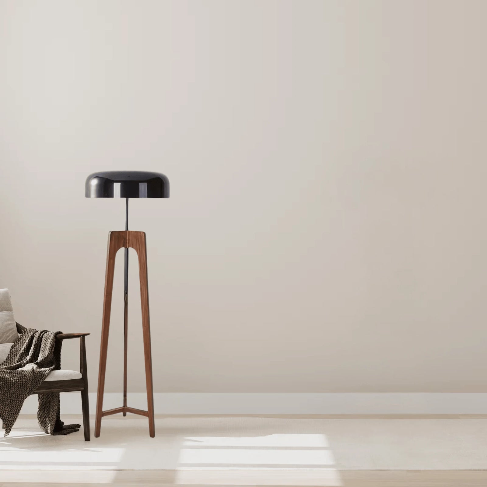 Lampadaire en Bois Scandinave Noir