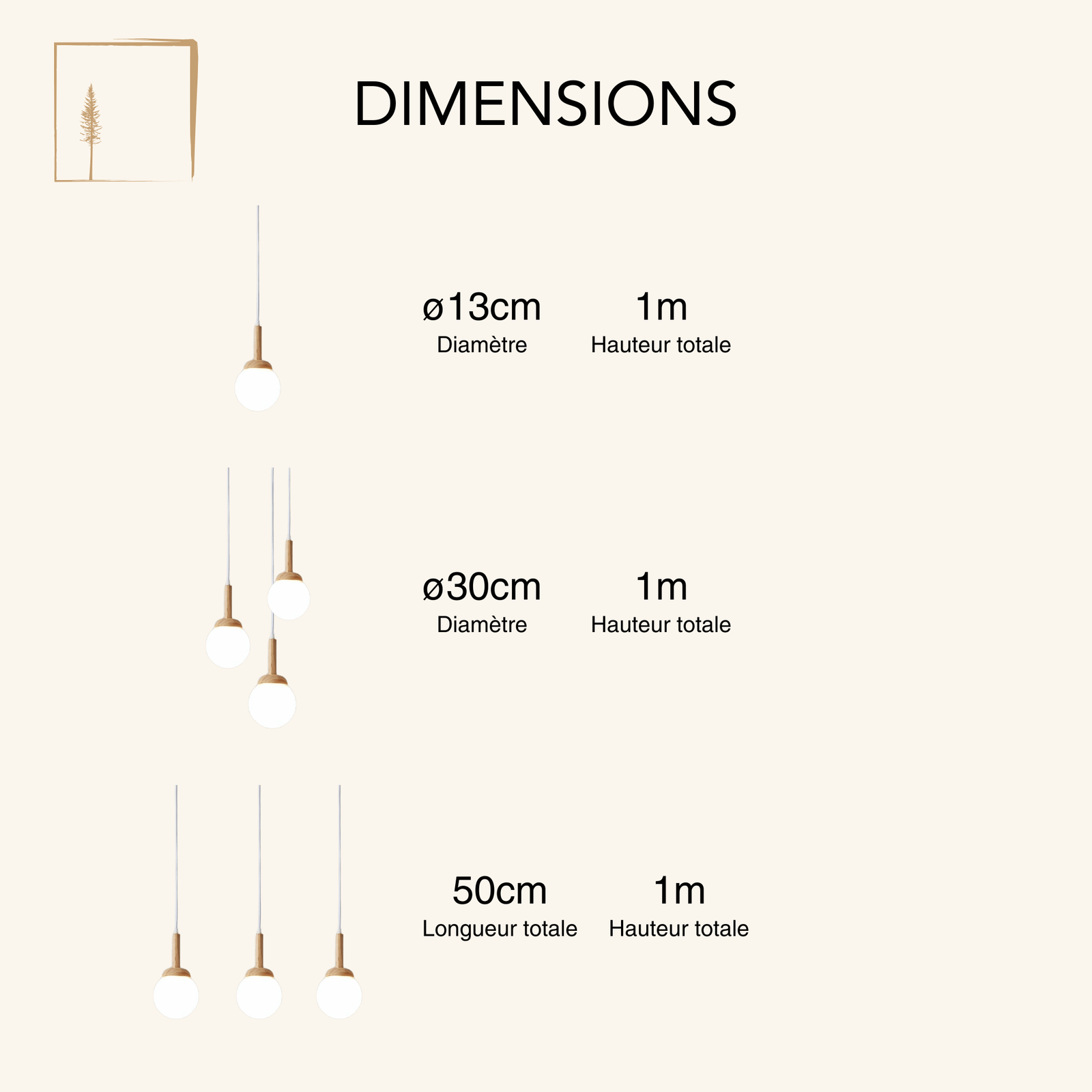 Dimensions Luminaire Scandinave en Bois