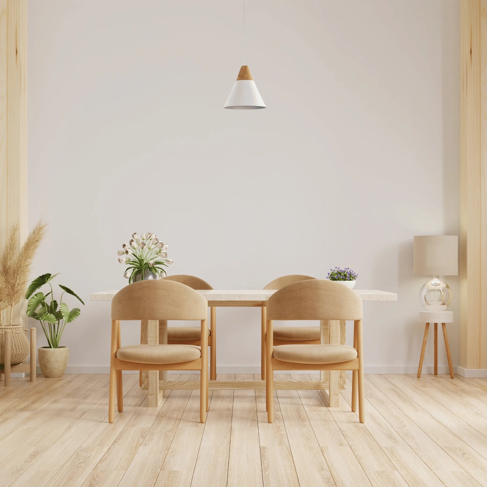 Lustre Blanc et Bois Scandinave Modèle 1