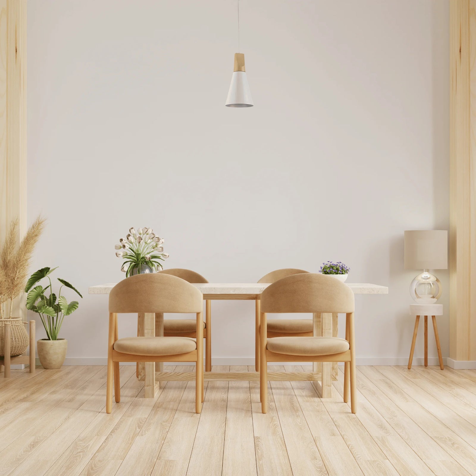 Lustre Blanc et Bois Scandinave Modèle 2