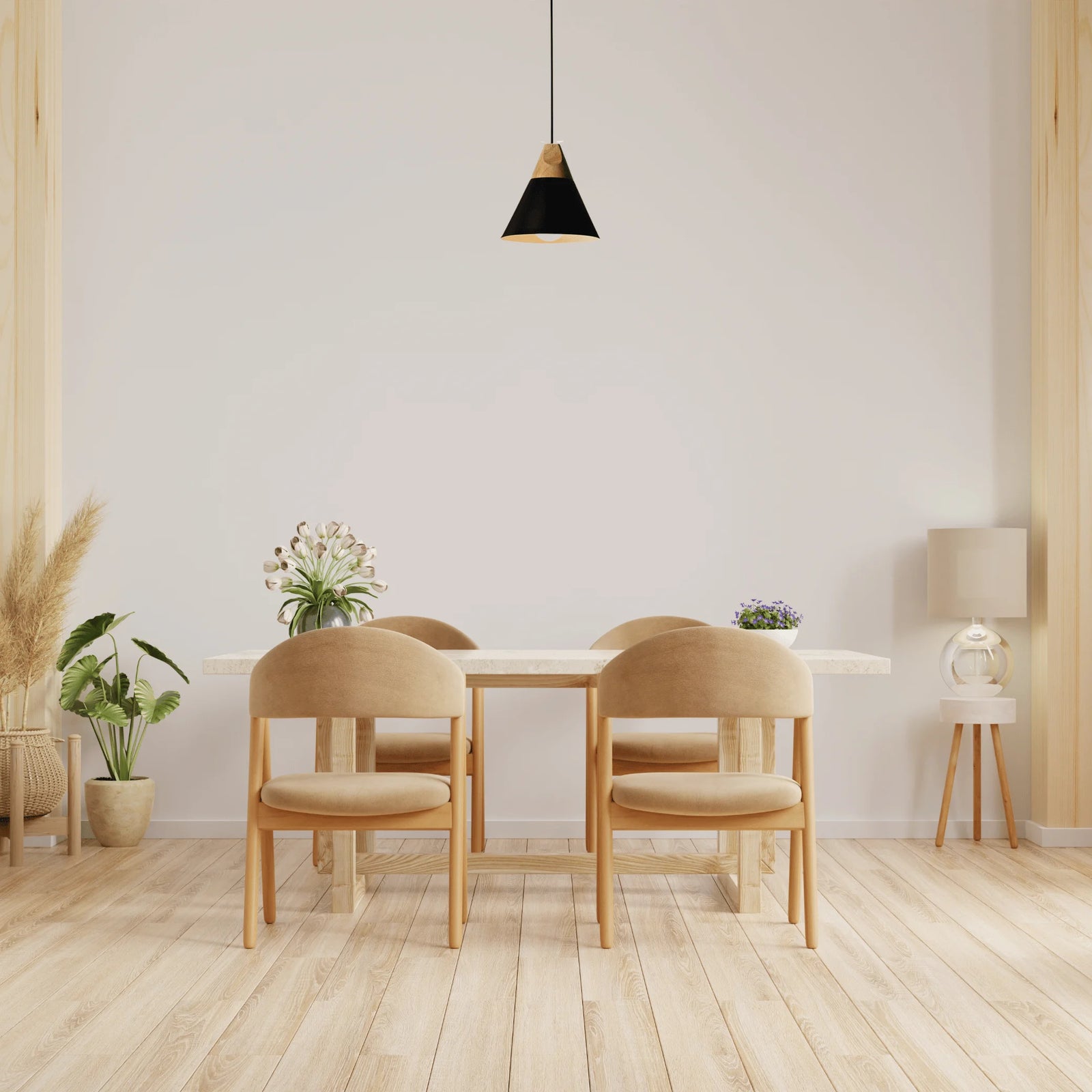Lustre Noir et Bois Scandinave Modèle 1