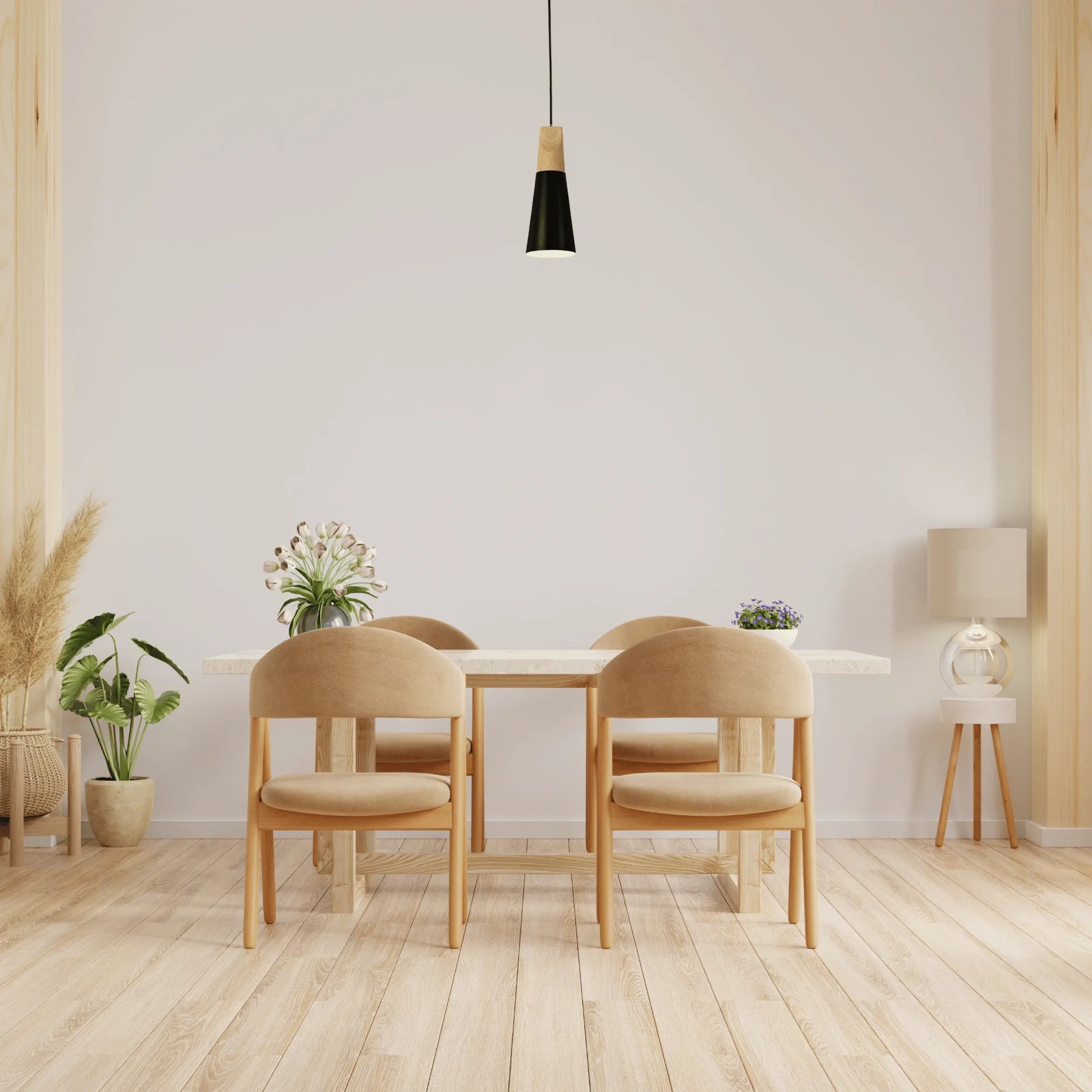 Lustre Noir et Bois Scandinave Modèle 2