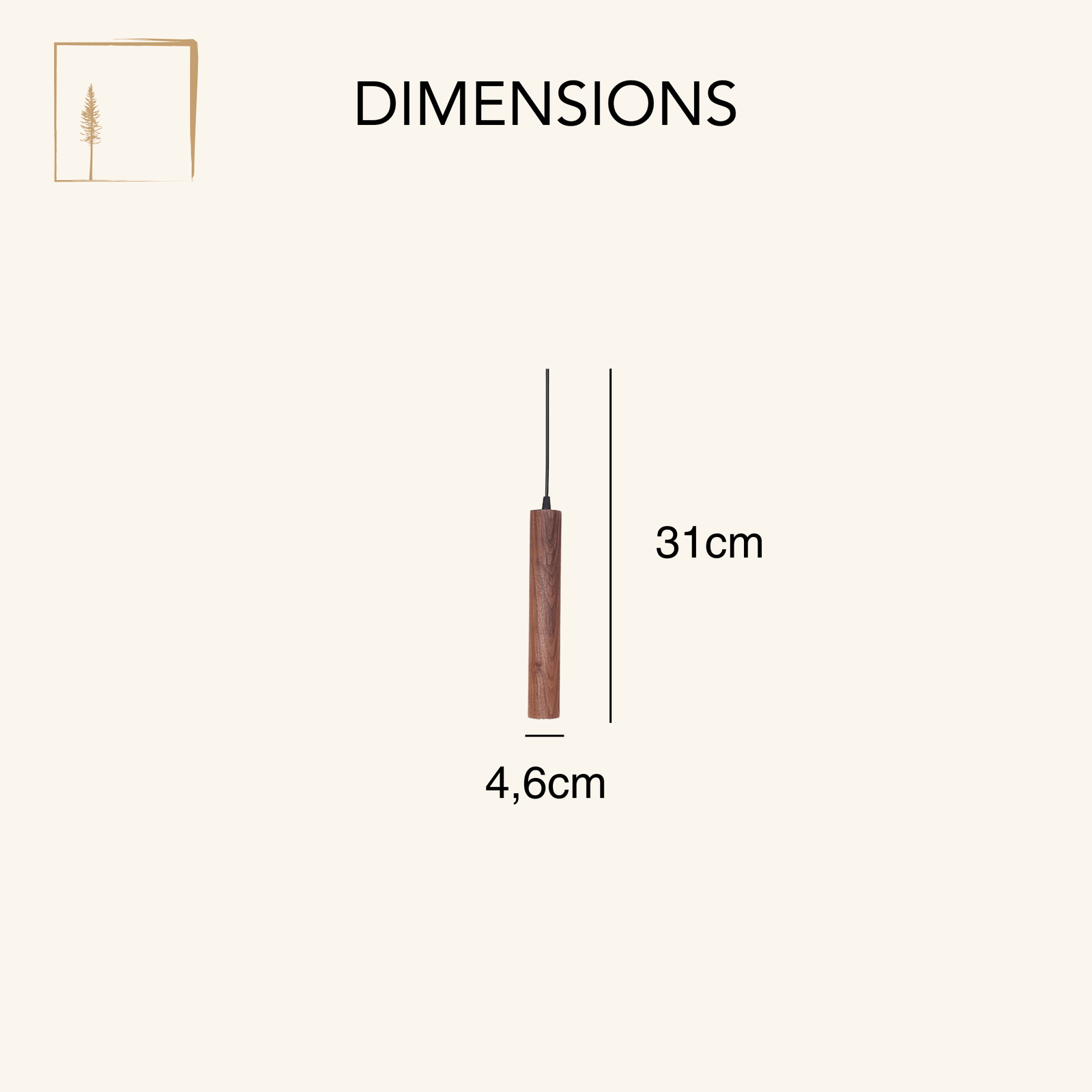 Dimensions Suspension Scandinave en Bois